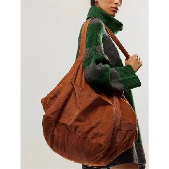 Free People Mega Cord Tote in Mahogany NWOT - Picture 2 of 8